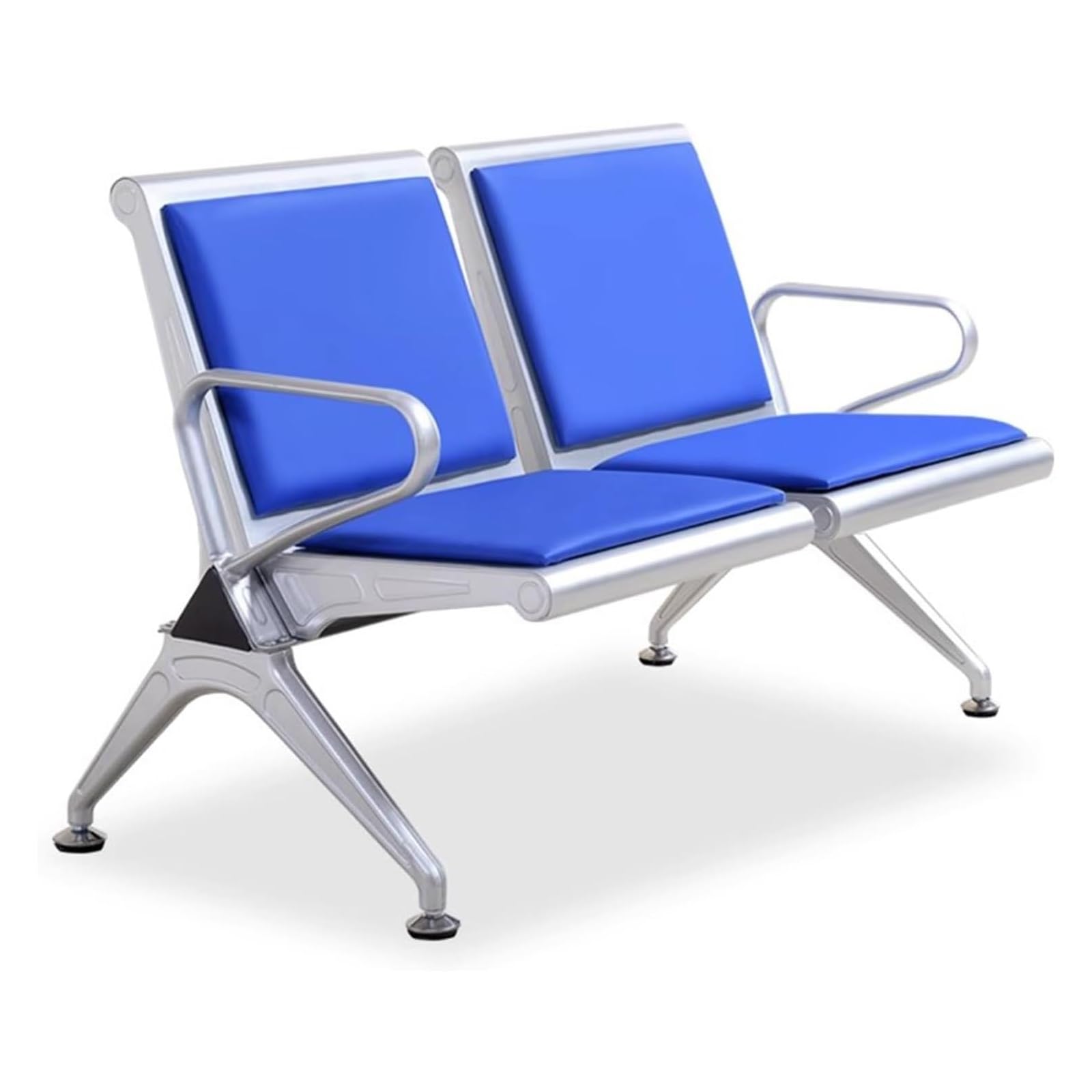 ASerZenith Polyurethane Waiting Room Chairs With Armrests - Durable Reception Bench For Banks, Hospitals, And Entryways,Blue