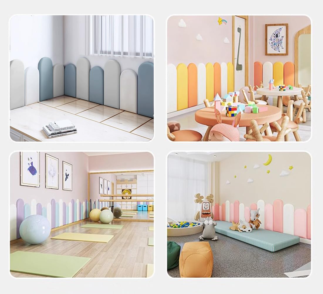 Panneau Mural Tête De Lit pour Enfants, Panneaux Muraux 3D Auto-Adhésifs, Stickers Muraux Souples, Tapis Mural pour La Décoration De La Chambre d'enfant,Light Grey,160x50cm