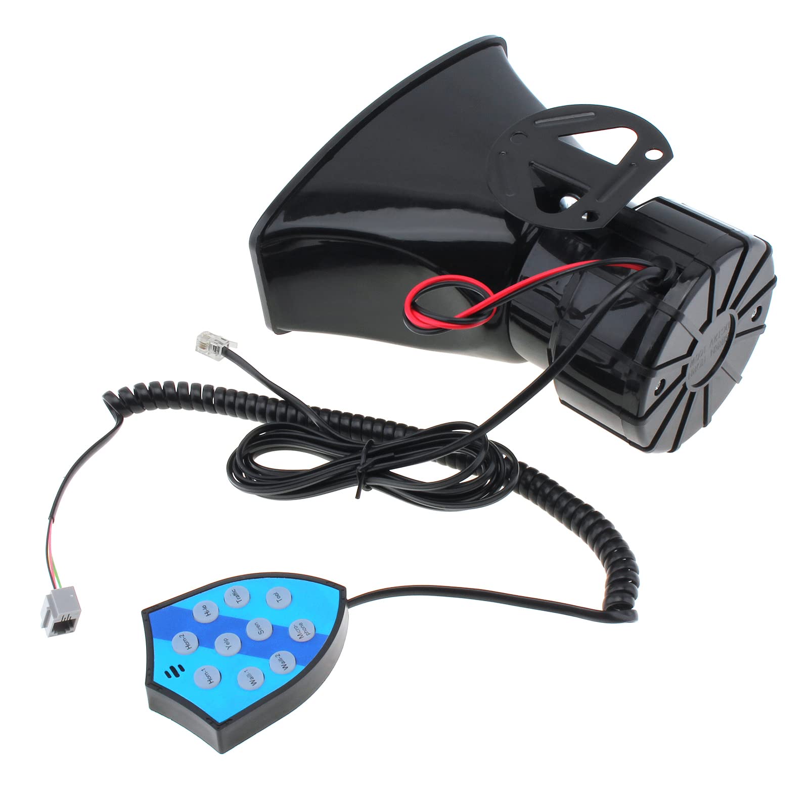 Haut-parleur de voiture 100 W 9 sons 12 V Sirène Klaxon Haut-parleur avec crochet Fonction d'appel 120-125 dB Avertisseur Alarme Klaxon électronique