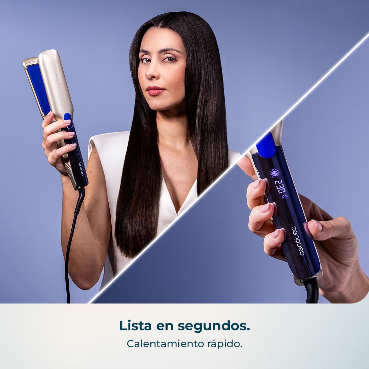 Cecotec Plancha de Pelo Placas Anchas y Vibratorias Lisse i-Twerk Max. Tecnología Infrarrojos e Iónica, 160º-230ºC, Revestimiento Cerámica y Turmalina, Calentamiento Rápido, Pantalla Integrada