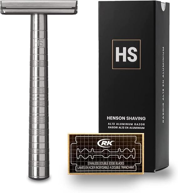 Authentic Product/Manufacturer IncludedHenson Shaving AL13 Shaver MEDIUM Aircraft Aluminum with 5 Replacement Blades, Deep Shaving Model Recommended for those who want high durability