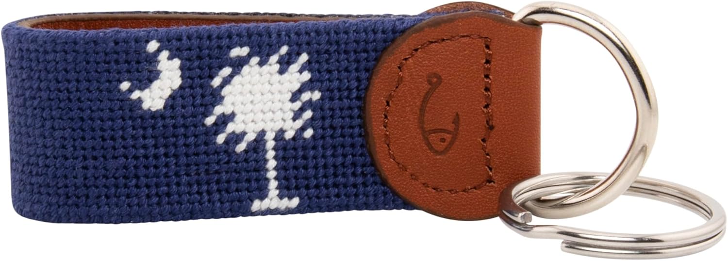 Leather Hand-Stitched Needlepoint Key Fob or Key Chain