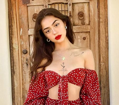 Realistic Temporary Tattoo For Women - 86 Sheets Tiny Small Fake Tattoos, 24 Pcs Inspirational Quotes Words Fake Tattoo, 62 Pcs Long Lasting Minimalist Wild Flower Floral Bouquet Leaf Adult Fake Tattoos Stickers (Art Abstract) #TOP2