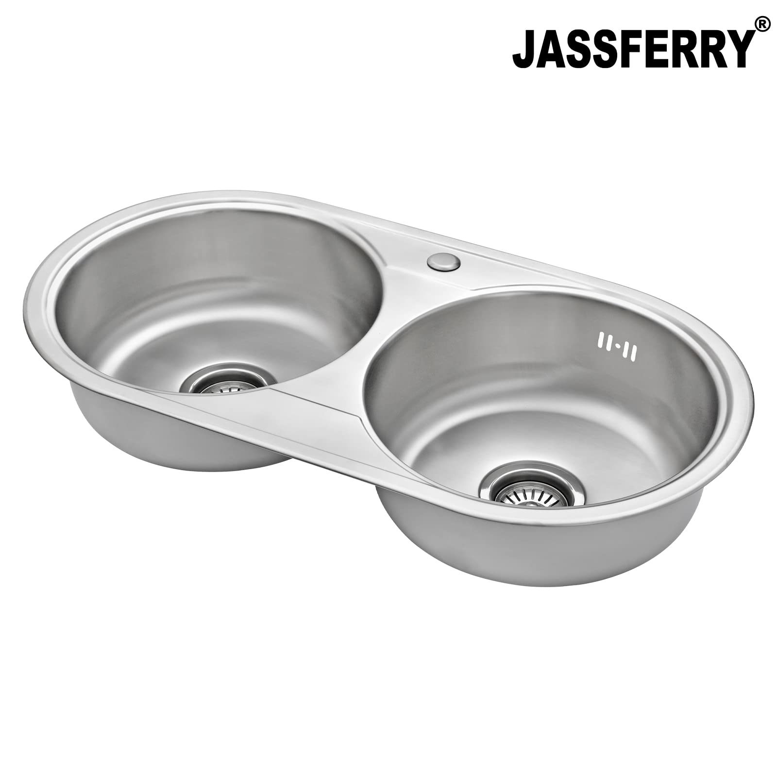 JASSFERRY Fregadero de Cocina Dos Senos, Fregadero Sobre Encimera de Acero Inoxidable, 84 x 44 cm