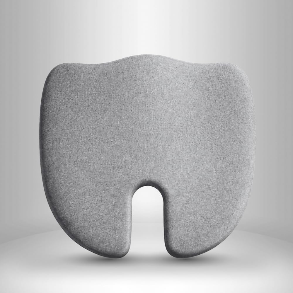 Premium Memory Foam Hip Support Seat Cushion | U-Cut Design Orthopedic Coccyx & Tailbone Pain Relief Cushion with Breathable Cover & Anti-Slip Base | Grey-image-32