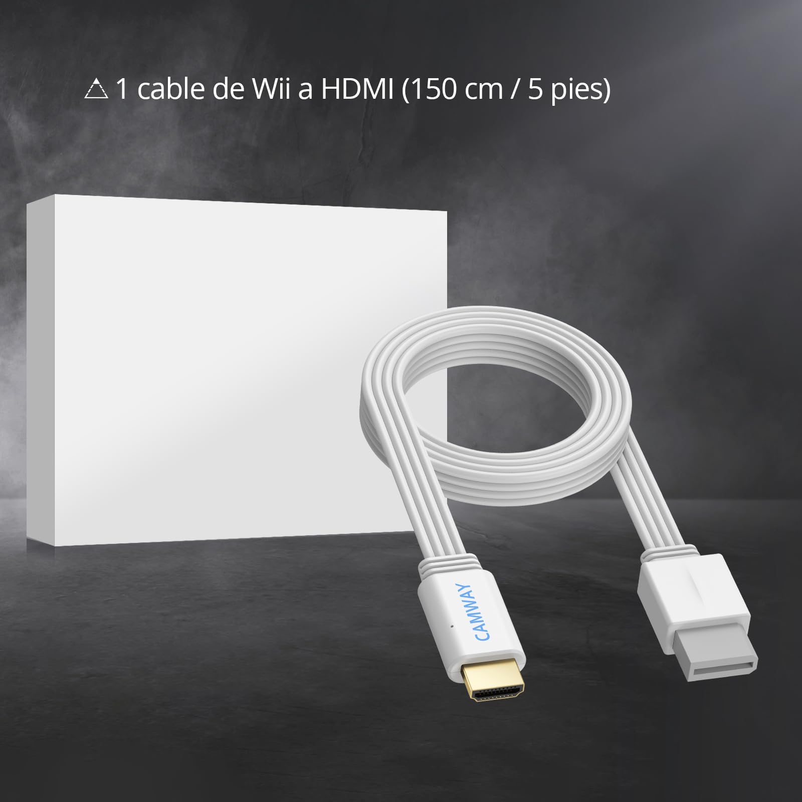 CAMWAY Adaptador Wii HDMI 1080P/720P, Convertidor de Wii a HDMI con Cable HDMI de 150CM Integrado, Compatible con Nintendo Wii/HDTV/Monitor NTSC, PAL, Plug and Play