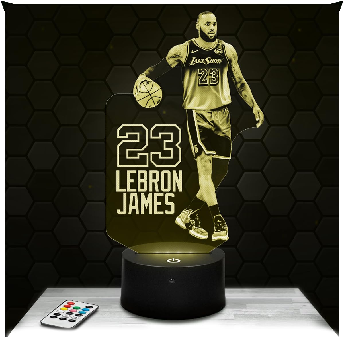 Lampephoto.fr - 3D Lamp Lebron James American Basketball Player Touch LED Night Light, 3D Hologram Effect, Christmas Birthday Gift Idea for Men and Women, Bedroom Decoration Object