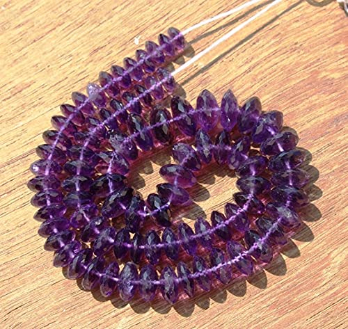 Perles rondelles améthyste naturelle africaine 8x13mm facettée fil 16 pouces