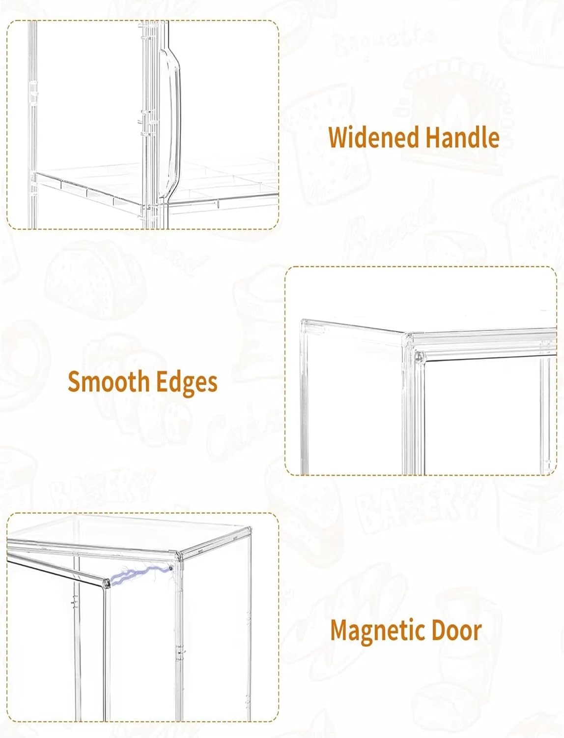 Acrylic Pastry Display Case - Countertop Bakery Cabinet for Commercial-Grade Storage in Cafés, Bakeries, and Home Kitchens