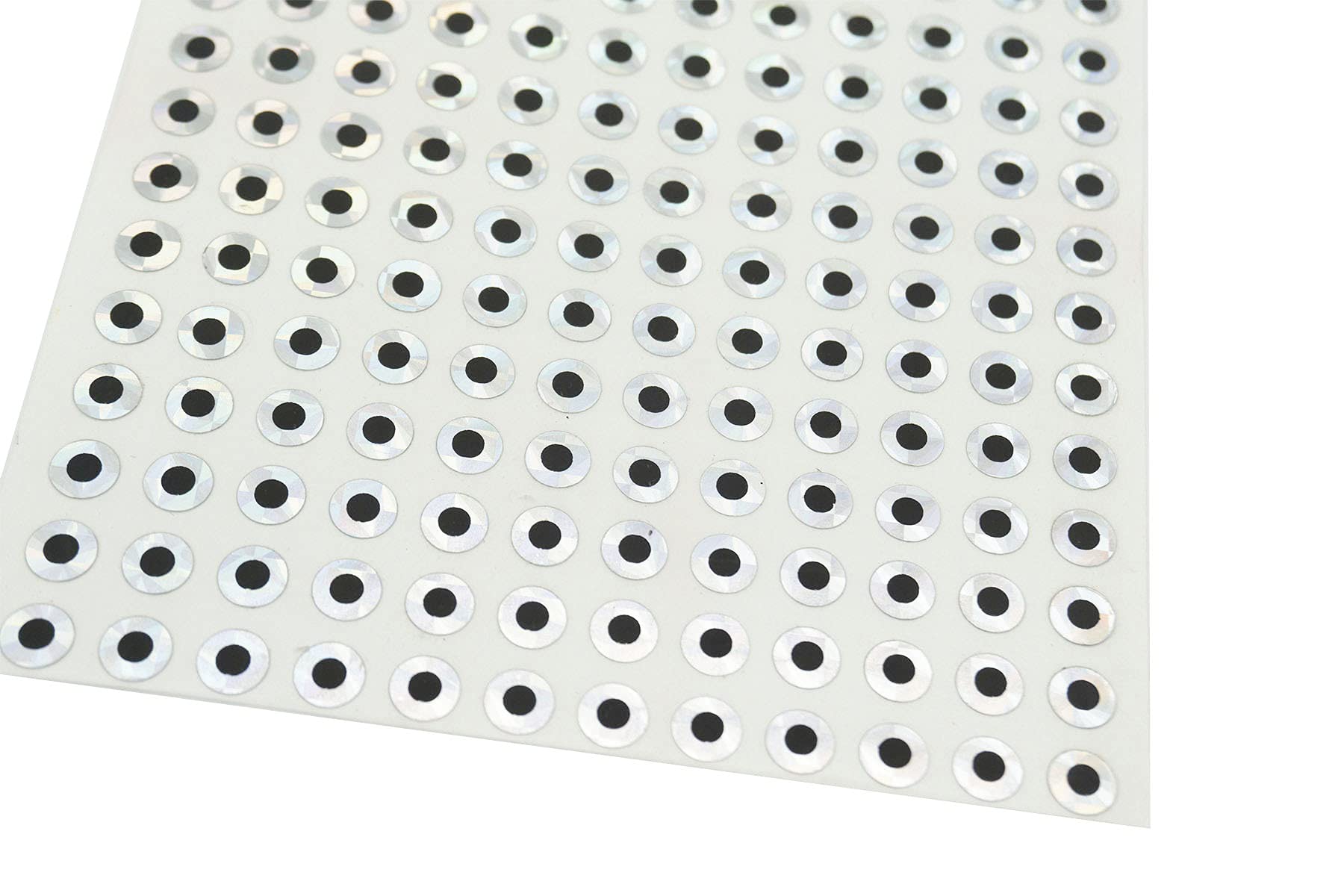 Fishing Lure Eye 2D Flat Eye Fishing Eyes 2D Holographic Lure Eyes Making Fly Tying Fake Fish Eyes DIY Lifelike Realistic Artificial Holographic Fake Eyes 2D Silver 12MM-126 PCS