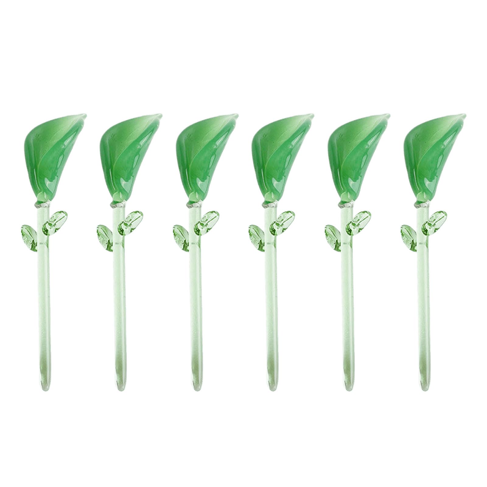 Kaeltsyn Of 6 Handcrafted Miniature Glass Floral Ornament Delicate Simulation Flower Floral Embellishments for Shelf Decors Decorative Glass Flower Set