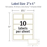Avery Printable Rectangle Labels, 2" x 4" Blank Labels, Shipping, Matte White, Metallic Gold Border, Permanent Adhesive, Laser/Inkjet Printable, 100 Total (6506) – view 4