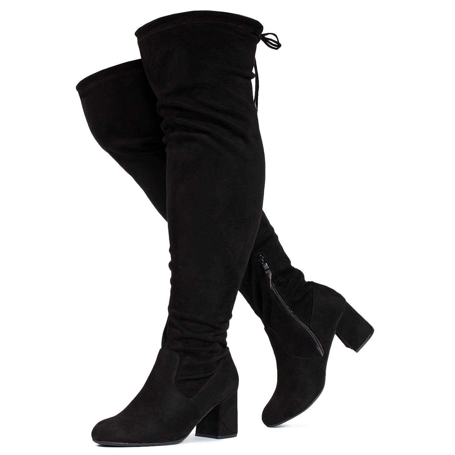 RF ROOM OF FASHION Women's Wide Calf Wide Width Block Heel Stretchy Over The Knee Boots - Plus Size Friendly