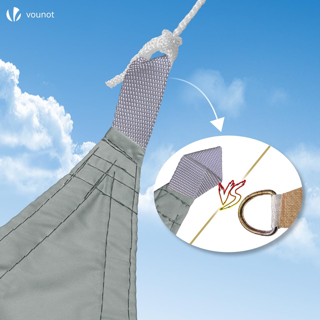 VOUNOT® Vela Ombreggiante Impermeabile Rettangolare 3x5m, Tenda da Sole per Esterno in Polyester con Kit di Fissaggio, Protezione UV 95%, Vele Ombreggianti per Giardino, Balcone, Terrazza, Grigio