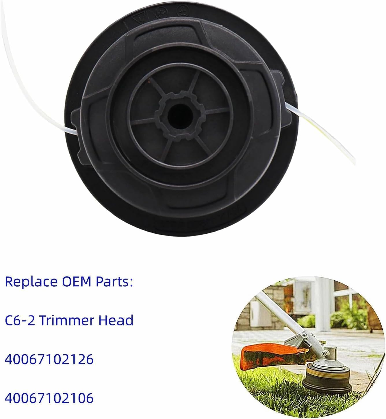 (2-Pack) C6-2 Trimmer Head Replacement for Stihl FS38 FS40 FS40C FS45 FS46 FS50 FS50C FSA60R FSA86R FSE60 FSE71 FSE81, High-Durability Auto-Cut Line Head Fit 4006 710 2126 Models