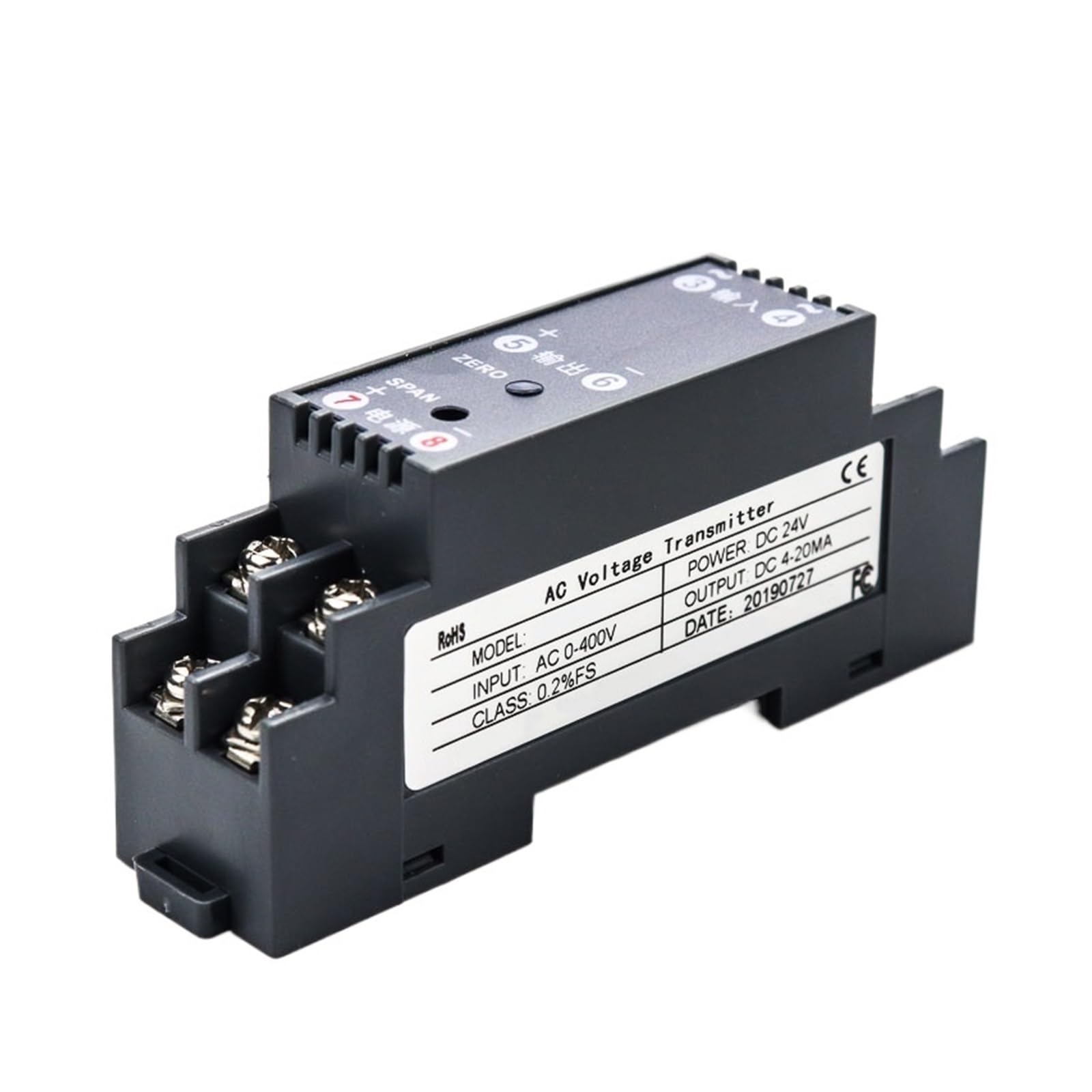 HYUJNAFZR AC 0-1000V Input 4-20mA/RS485 Output Din Type Voltage Transmitter AC Voltage Signal Sensor Voltage Sensor(Dc4-20ma Output,AC 0-1000V input)