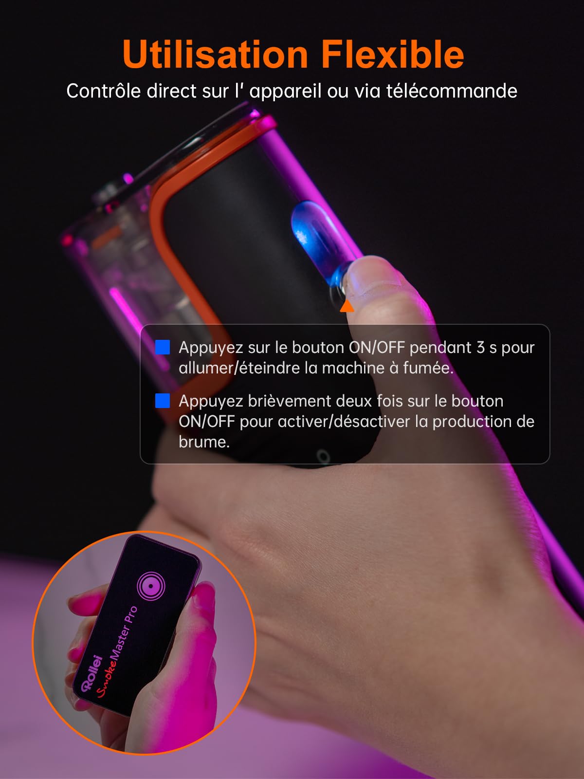 Rollei Smoke Master Pro - Effets de Brouillard Professionnels pour des Photos et des vidéos époustouflantes, télécommande sans Fil, Polyvalent, pour événements, fêtes, Effets de scène,