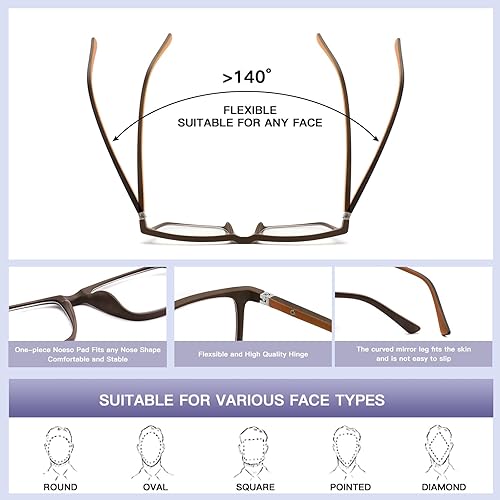 Miniatura 5 de Baidoly Gafas de lectura para hombres y mujeres, bisagra de resorte antiluz azul, gafas de lectura para juegos de computadora.