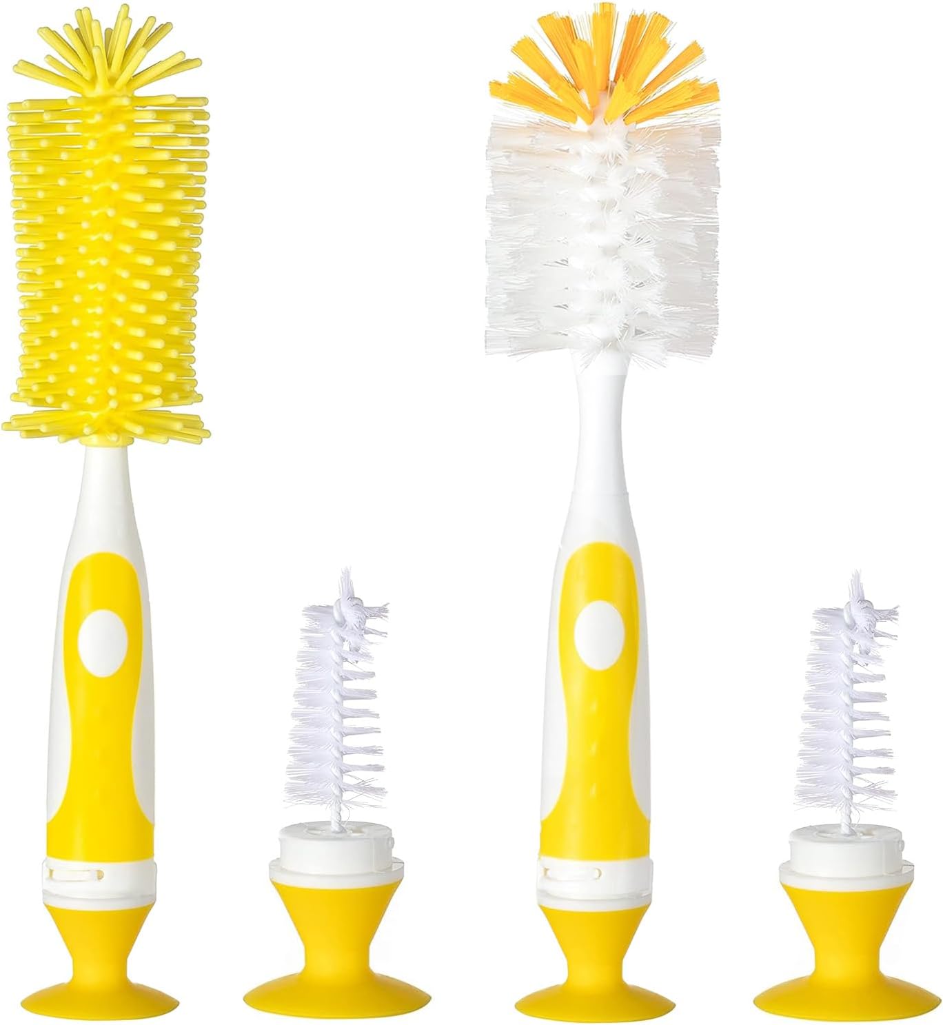 Baby Bottle Brush Set - Nylon & Silicone Bottle & Nipple Brush, BPA-Free (Yellow)