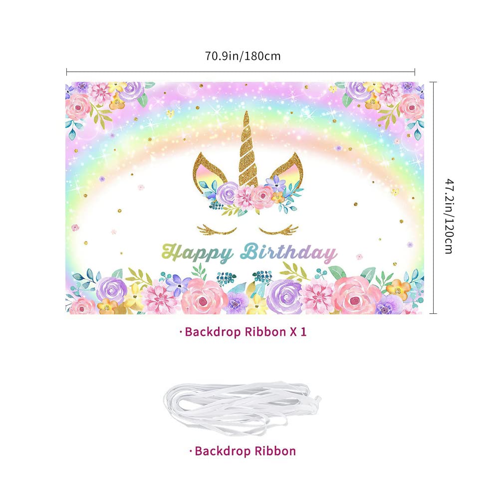 Weysat Einhorn-Regenbogen-Geburtstagsdeko - 53-teiliges Set Mit Papierblumen, Fächern & Luftschlangen
