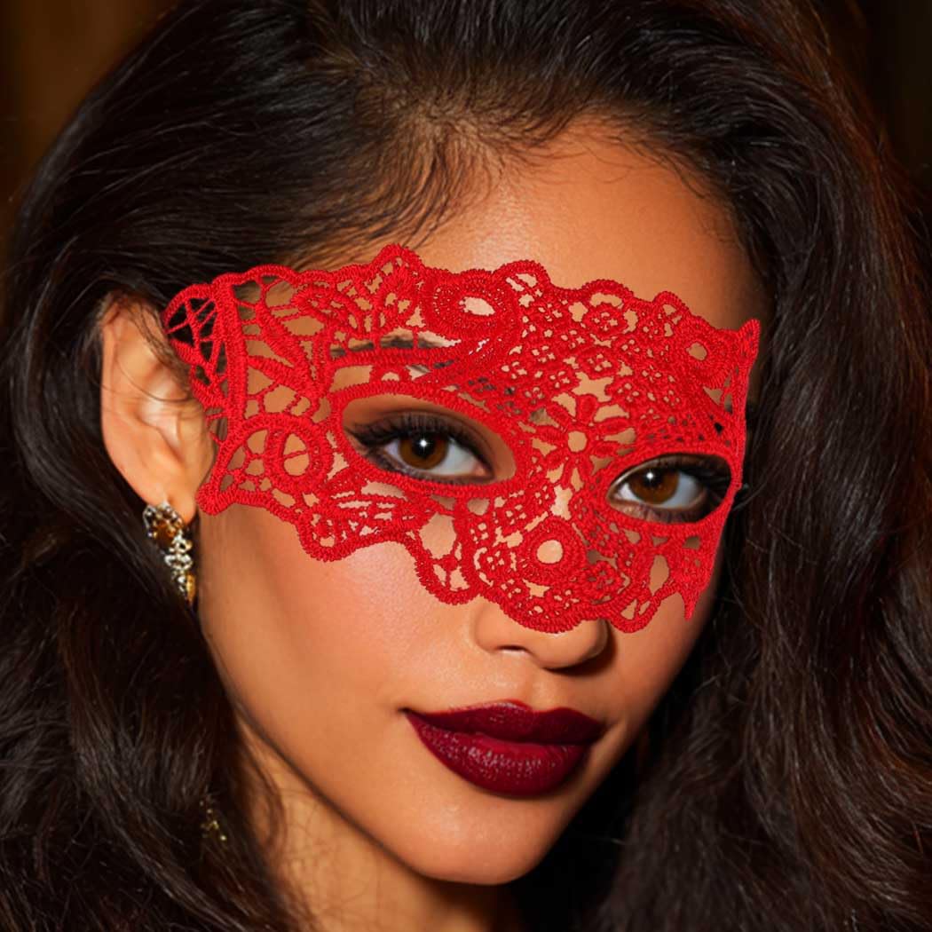 Fashband Red Lace Masks Masquerade Mask Eye Covers Halloween Costume Carnival Eye Accessory
