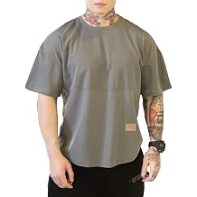 Mens Gym Workout Tshirt,Quick Dry Loose Fit Muscle Shirts,Athletic Short Sleeve Running Fitness Tee