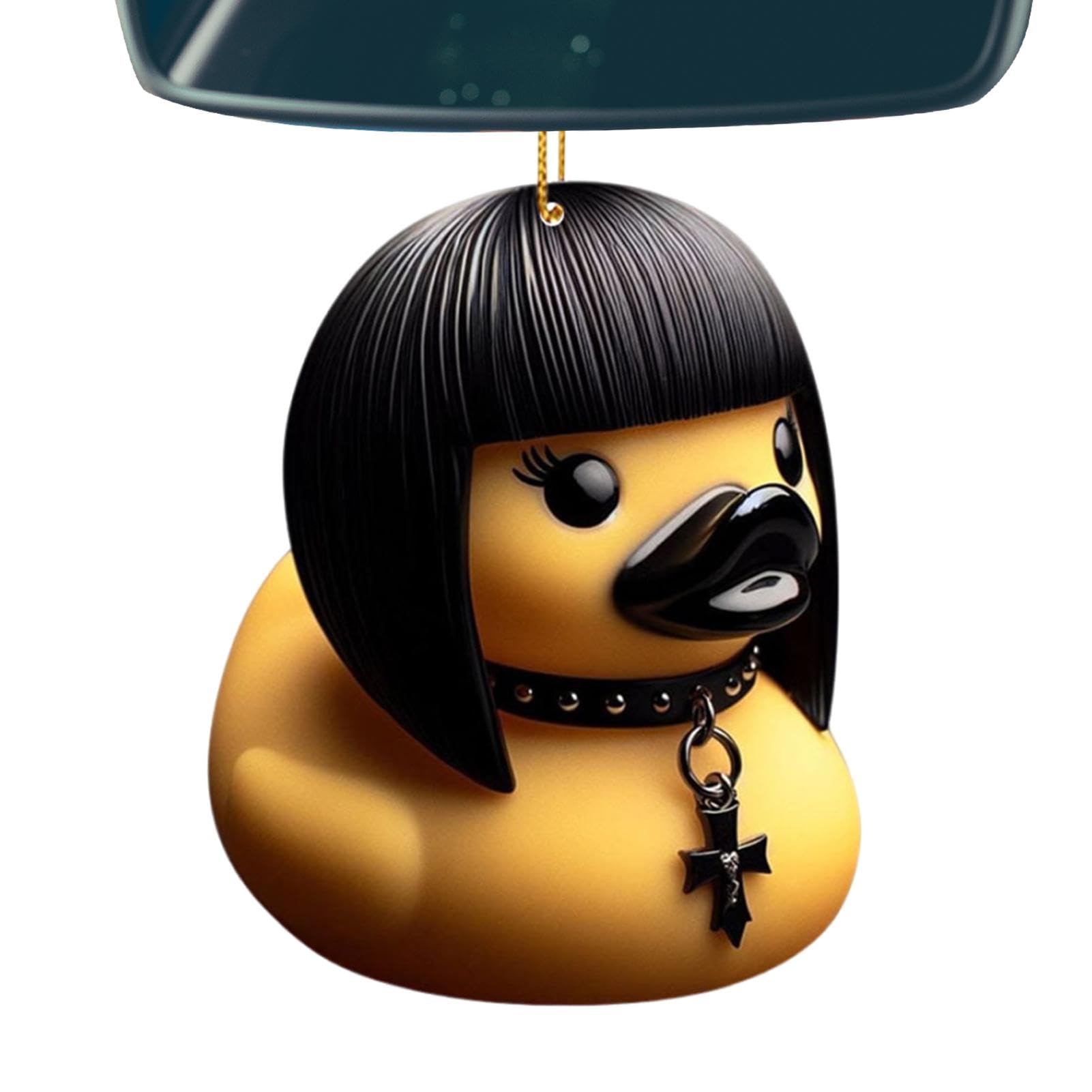 Ornement Rétroviseur Canard Jaune En Acrylique 2D - Pendentif Mignon Pour Voiture, Sac à Dos Ou Porte-clés