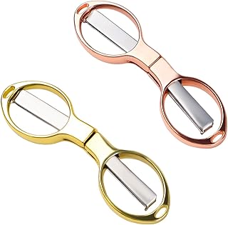 2 Pcs Folding Scissors Safe Foldable Travel Scissors Portable Mini Scissor Stainless Steel Small Folding Scissor for Home Office School Travel Use Telescopic Cutter Mini Shear (Rose Gold + Gold)