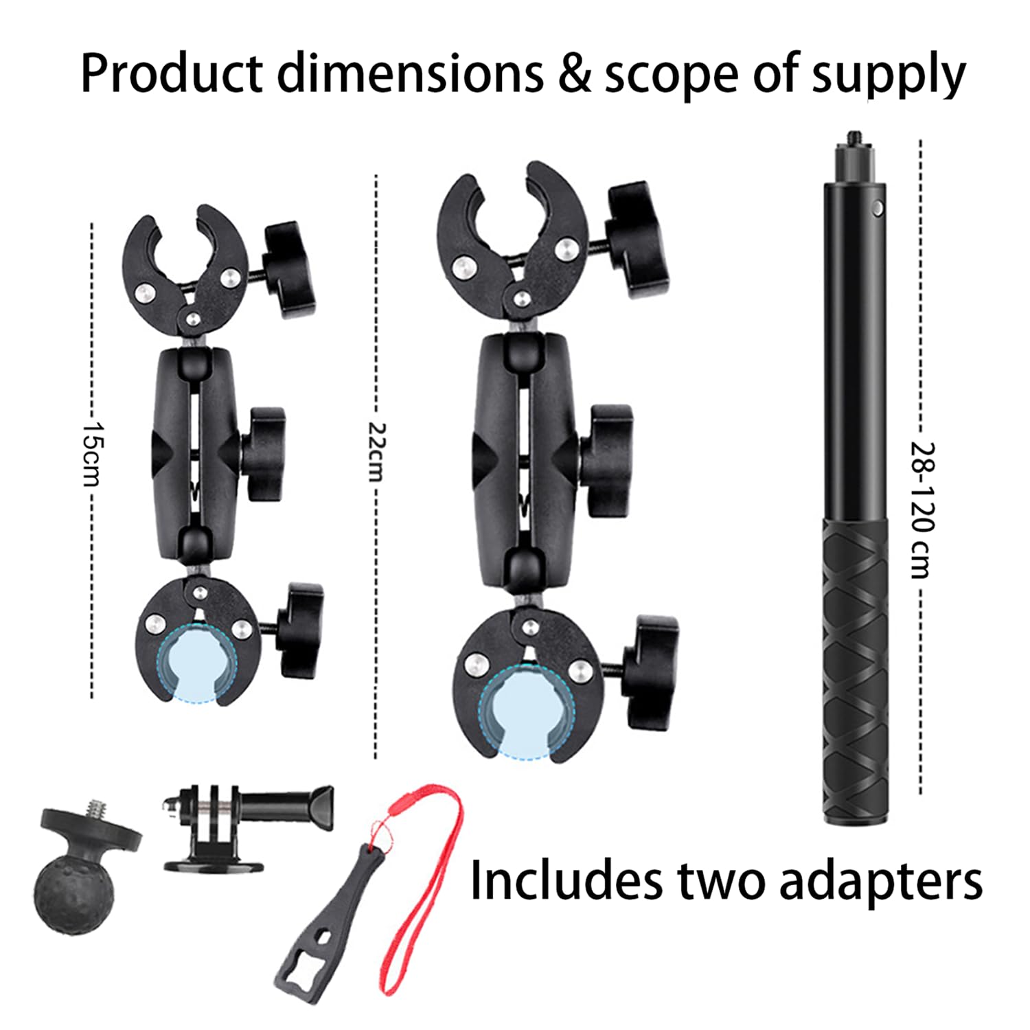 Accessori Per Insta 360 x4,Per Insta 360 x3 Kit Moto,Supporto Per Videocamera,Rotazione Di 360 Gradi,Doppio Morsetto,Alluminio,Doppia Stabilità,Per Insta360 x5,x4,x3,x2,Per One Rs,Per Ace,Ace Pro