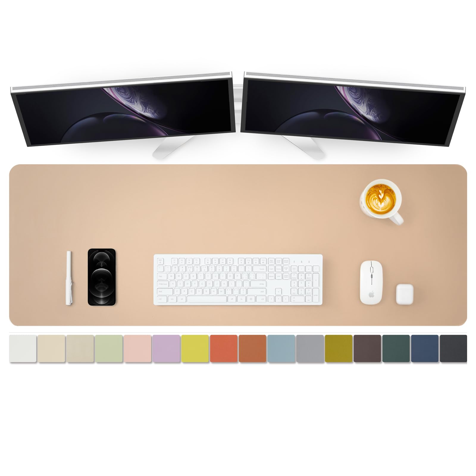 Large Desk Mat - 47.2"x 17" Non-Slip PU Desk Pad for Office and Home - Ideal for Large Mouse Pad and Desk Mats on Top of Desks(Apricot)