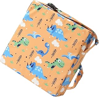 Kisangel Almofada de elevação infantil para cadeira com almofada aumentada de desenho animado dinossauro almofada de elevação desmontável com 2 cintos para prender a cadeira de elevação para crianças e bebês