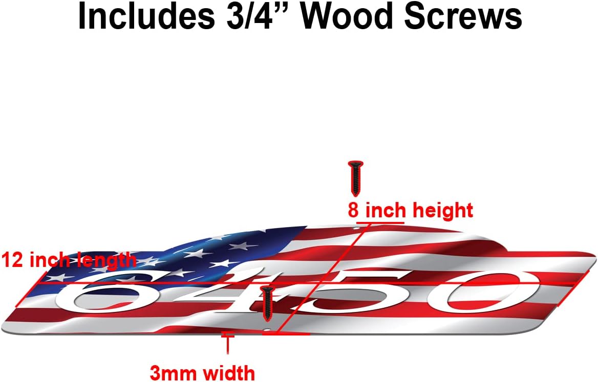 VWAQ Personalized American Flag Address Sign House Numbers Aluminum Plaque - Single Sided and Reflective Pre-Drilled Holes - AS4S2 Vertical (White)