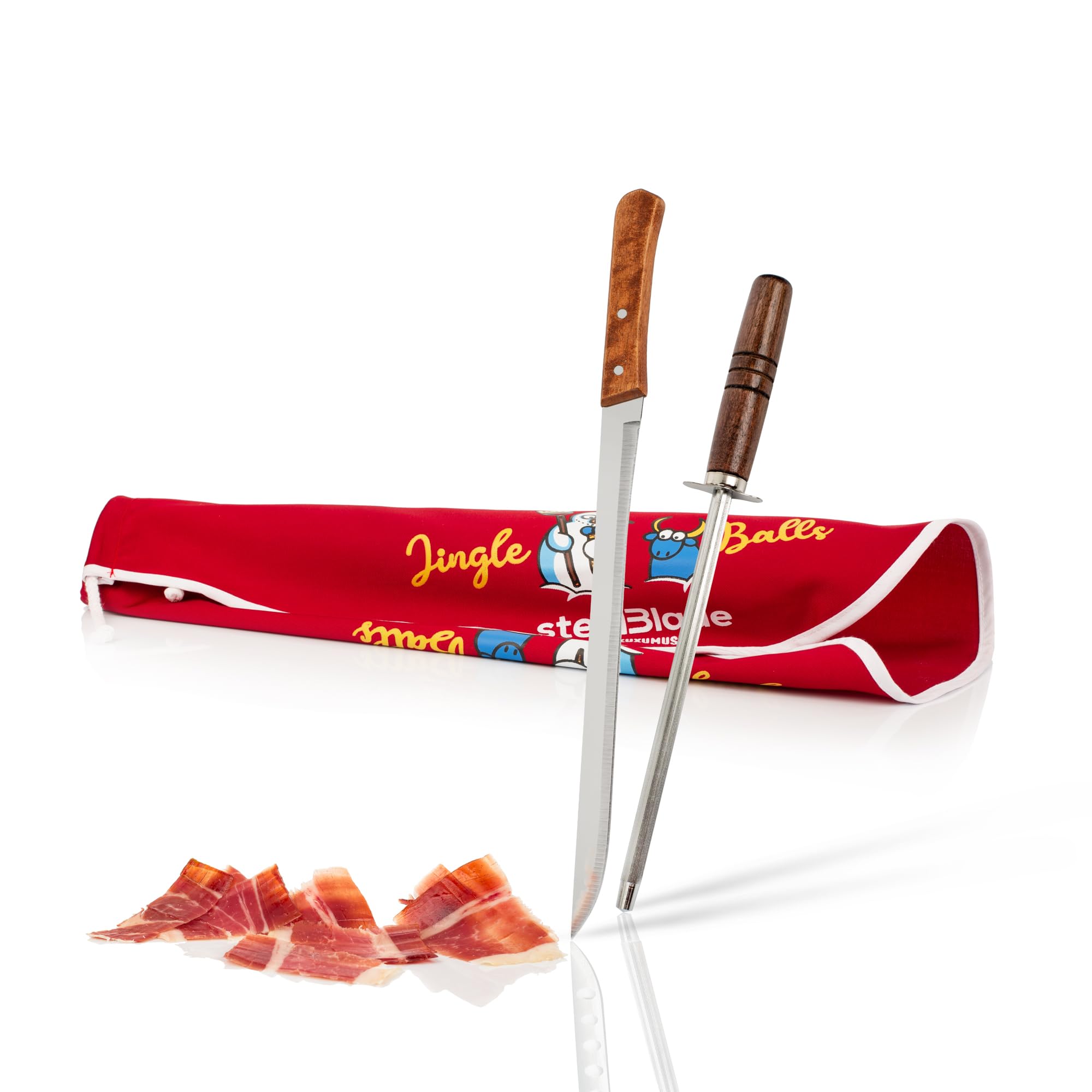 Prosciutto Gondola + Copri prosciutto Kukuxumusu + Coltello prosciutto e Chaira - Supporto prosciutto prodotto in Spagna