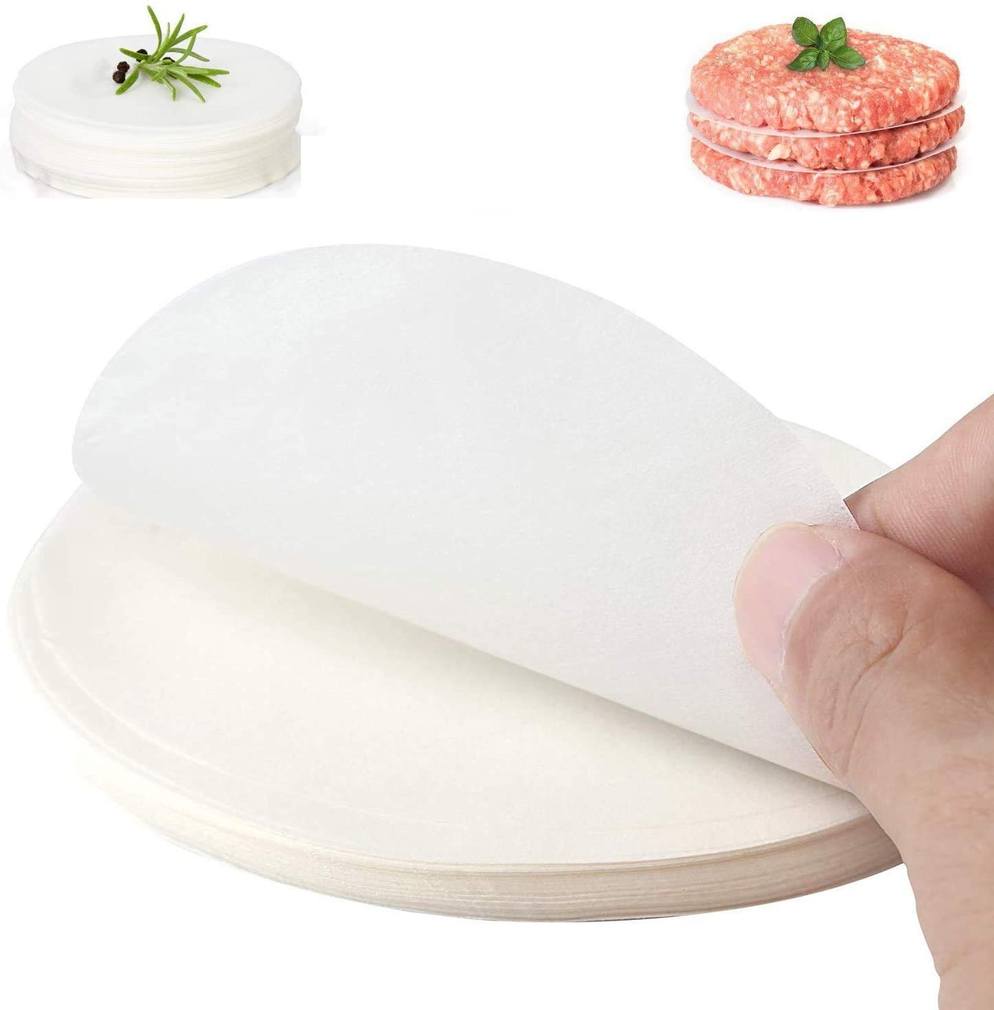 Burger Discs, 500 Pieces, Round, 12 cm, Non- Stick Parchment Paper for Burger Press and Patty Makers | Wax Sheets for Hamburger, Burger Patties, Meatballs