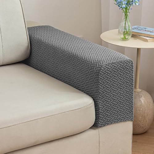 Yoovat Couch Arm Covers Sofa Arm Cover armrest Covers for Sofa Couch Armrest Cover Chair Arm Cover Set of 2 (Texture-Gray,Large (Set of 2))