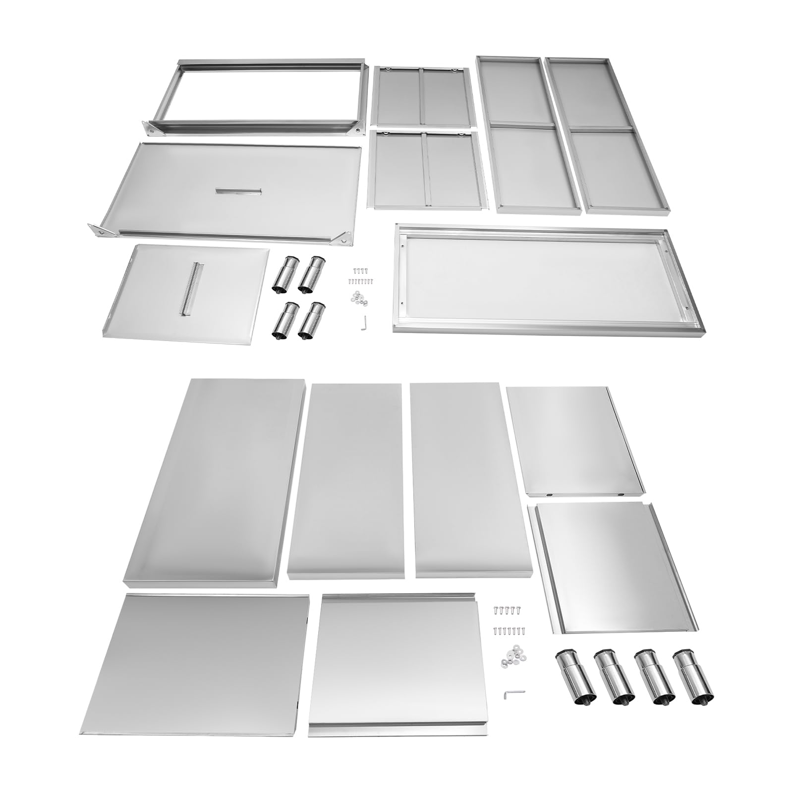 Mesa de trabajo de cocina, mesa de acero inoxidable para preparar con puertas correderas, armarios de trabajo de acero inoxidable para cocinas, garajes, jardines, bares, dos tamaños disponibles (100 x