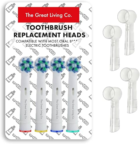 Toothbrush Heads for Oral-B CrossAction & Toothbrush Covers - 4 Pack