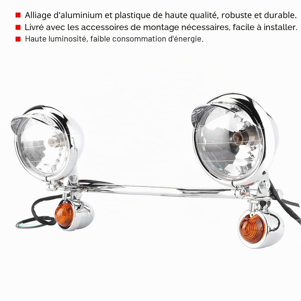 Yctze Feu Antibrouillard Clignotant Support de Phare Antibrouillard Accessoire de Moto Clignotants à LED Clignotant de moto adapté pour Shadow VT 750 1100 VTX 1300 1800