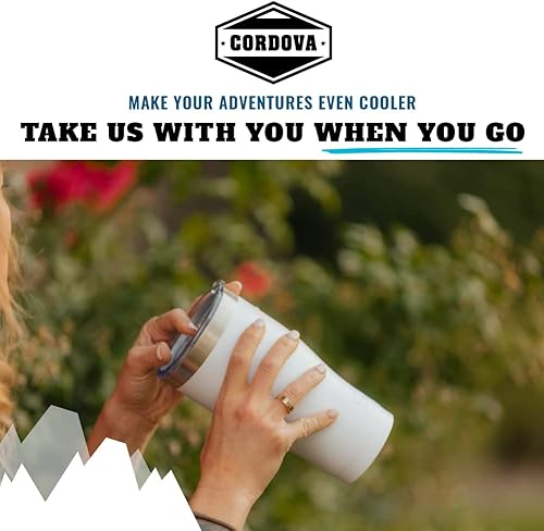 Miniatura 2 de Cordova Outdoors Vaso de acero inoxidable de doble pared, con recubrimiento en polvo, tapa deslizante transparente sin derrames, verde OD, 30 onzas