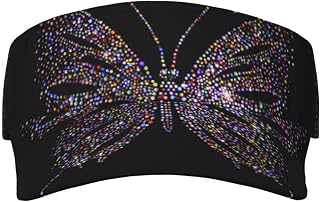 XIXIAN Butterfly Printed Adult Sunscreen Visor Cap Lightweight and Breathable Adult Sun Visor Empty top hat Versatile Outdoor hat Black