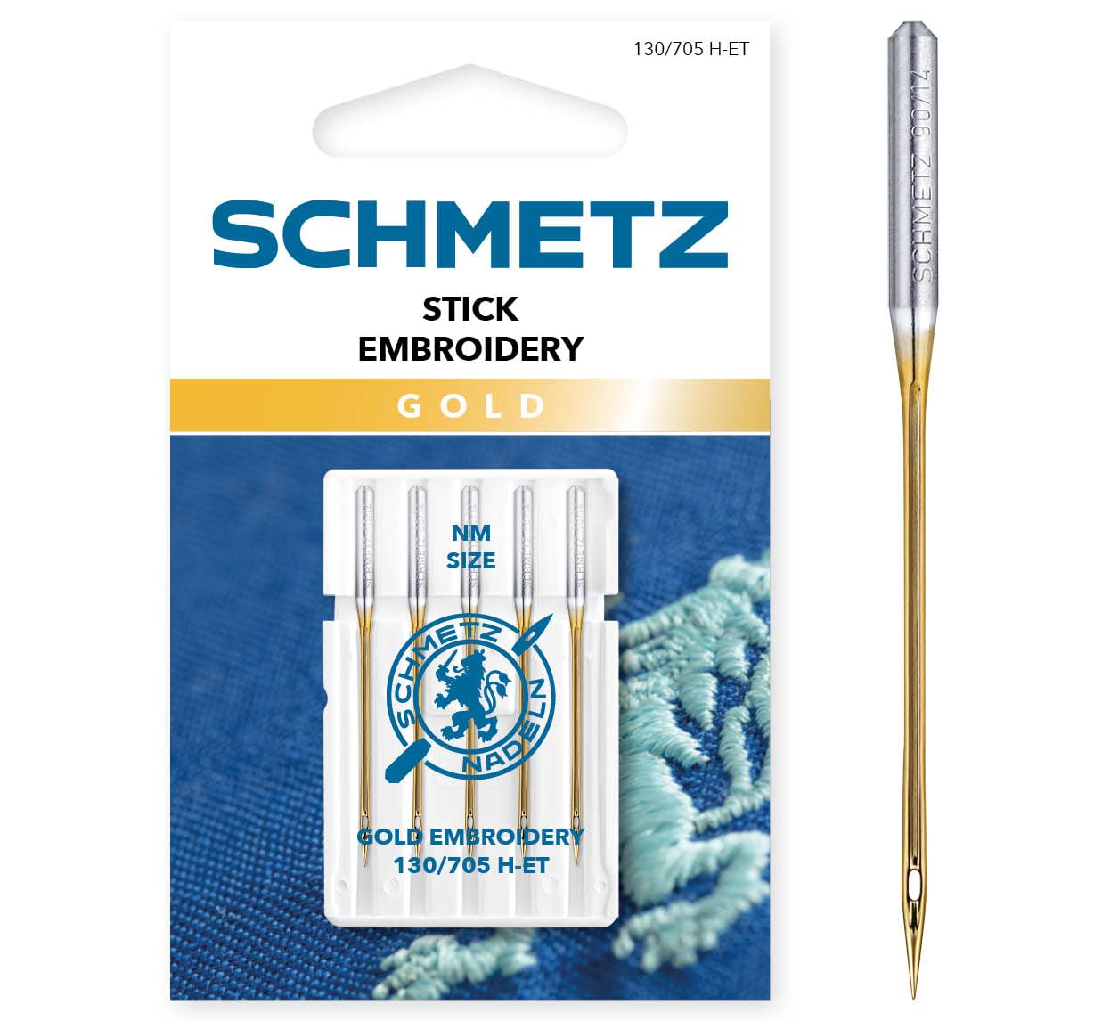 5 Sewing Machine Needles | Gold Embroidery | 130/705 H-ET | Size 75/11