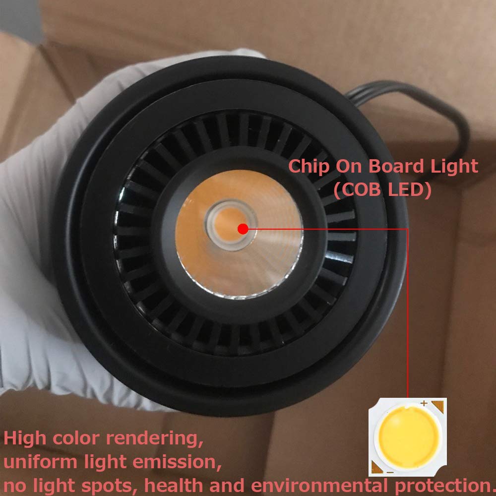 SKIVTGLAMP Dimmable High Accent Uplight 7W COB LED Barrel Type Spotlight Light with 5.9ft On/Off Dimmer Switch Cord Plug in Extra Light Rotating Decorative Light for Wall Spotlight,Black 3 Packs