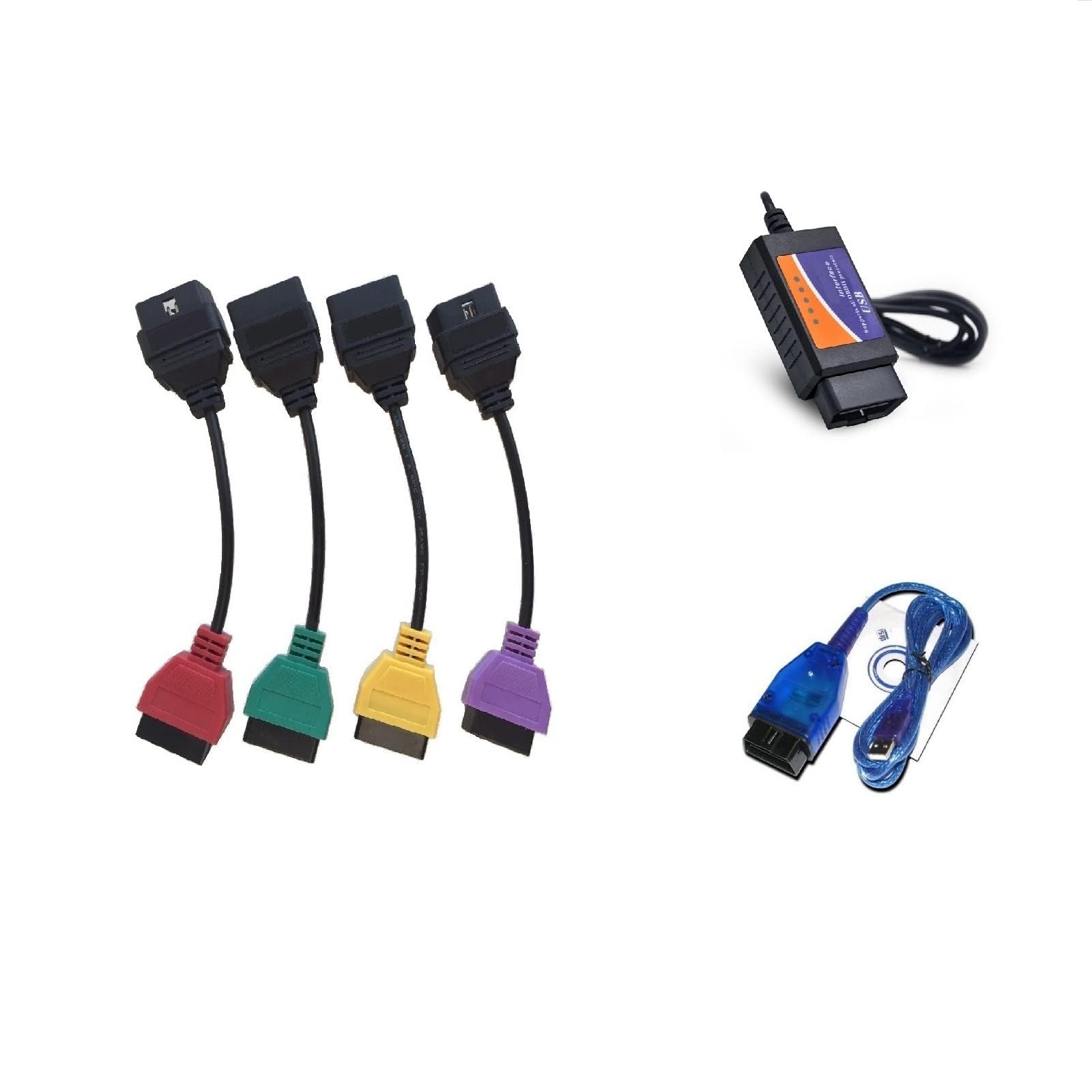 AntiBreak ECUScan ELM OBD KKL cavo motore ABS OBD2 diagnostica per auto italiane + CAN327 4 adattatori kit completo interfaccia