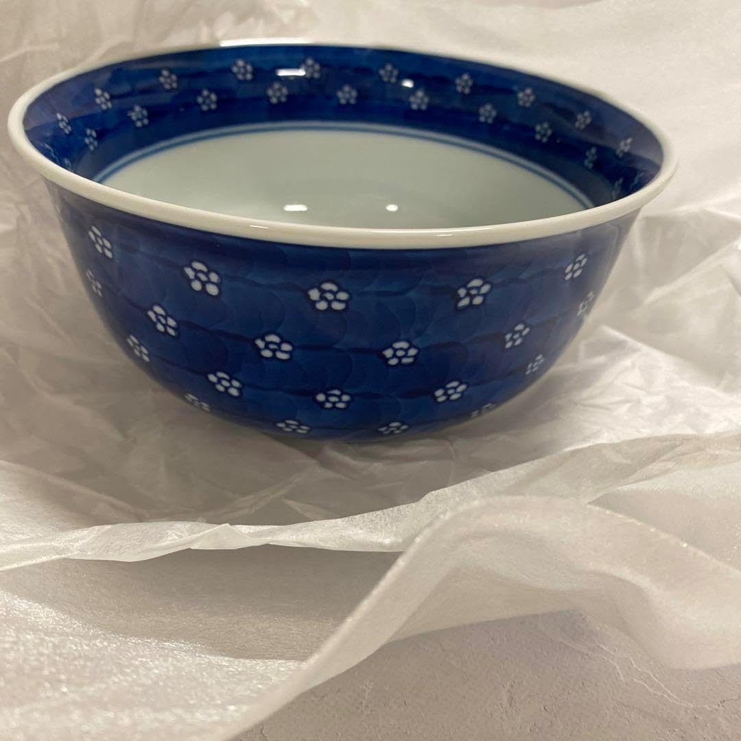 源右衛門窯 染付梅地紋 麺鉢 源右衛門の染付植木鉢、珍品 染付 源右衛門窯 染付梅地紋 麺鉢 源右衛門の染付植木鉢、珍品 染付