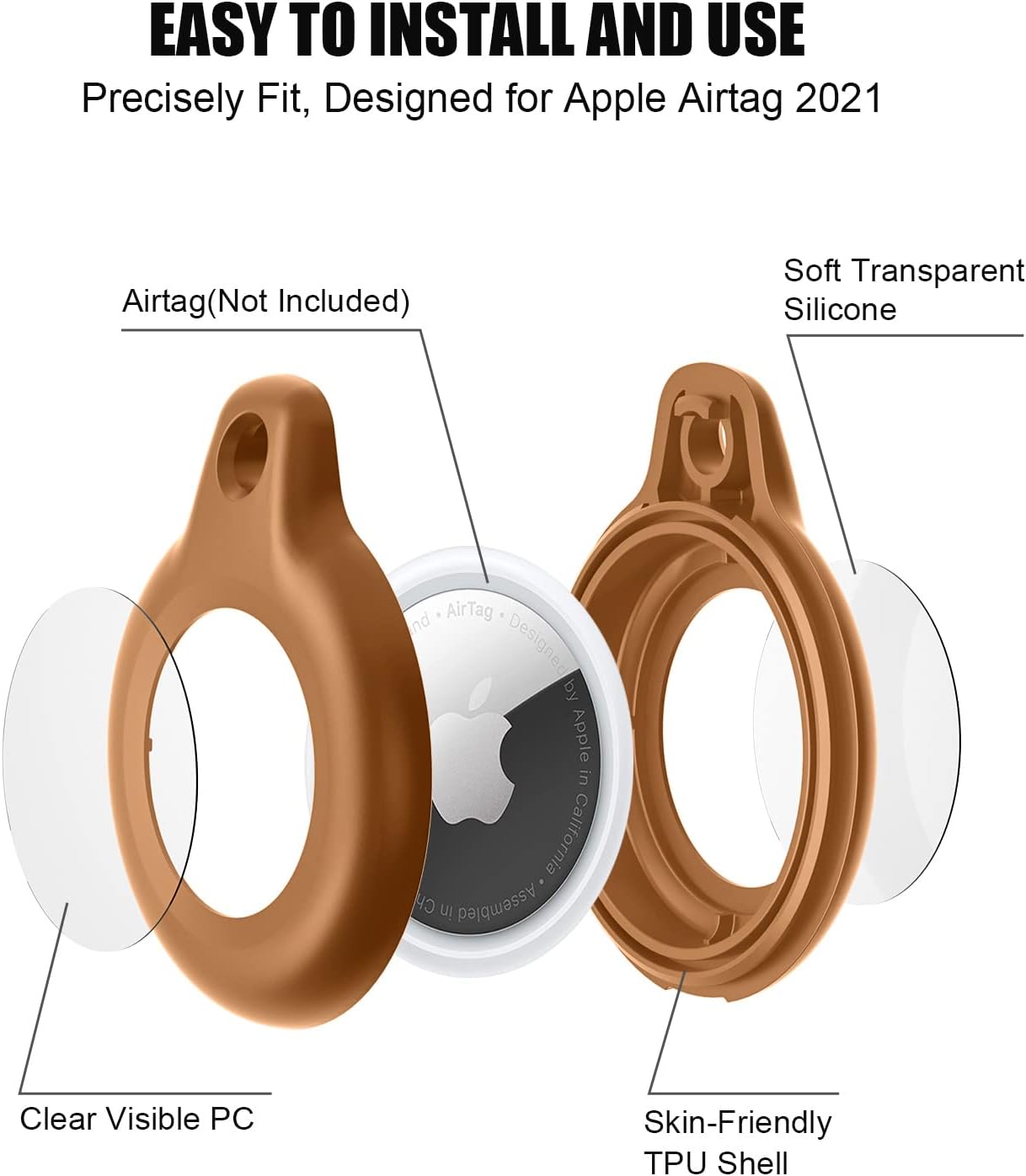 haoxen 2 pack airtag holder ipx8 waterproof airtag keychain case made of hard pctpu material air tag holder for wallet luggage keys dog pet br