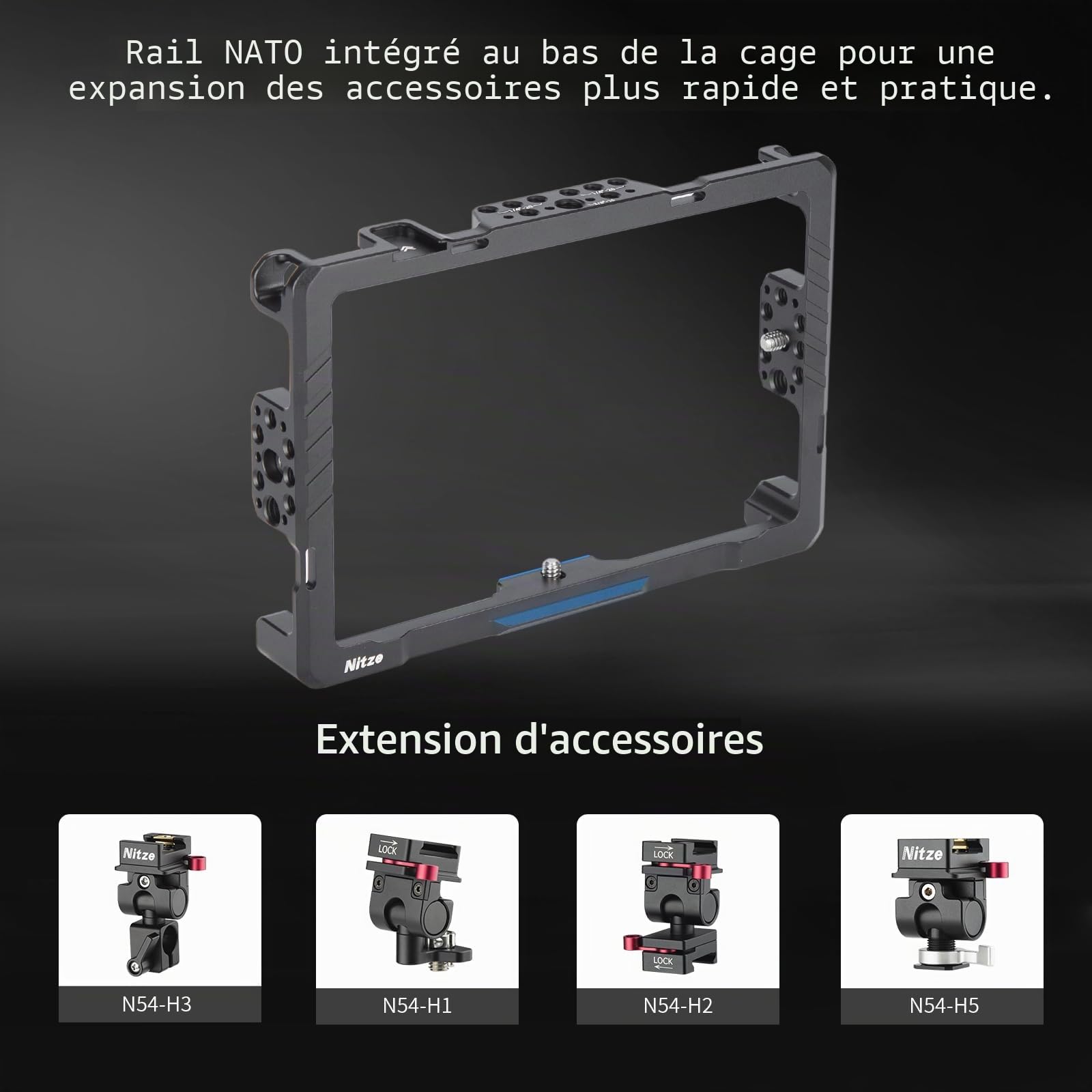 Nitze Cage pour Moniteur SmallHD Indie 7/702 Touch 7" avec Pare-Soleil - JT-S02B