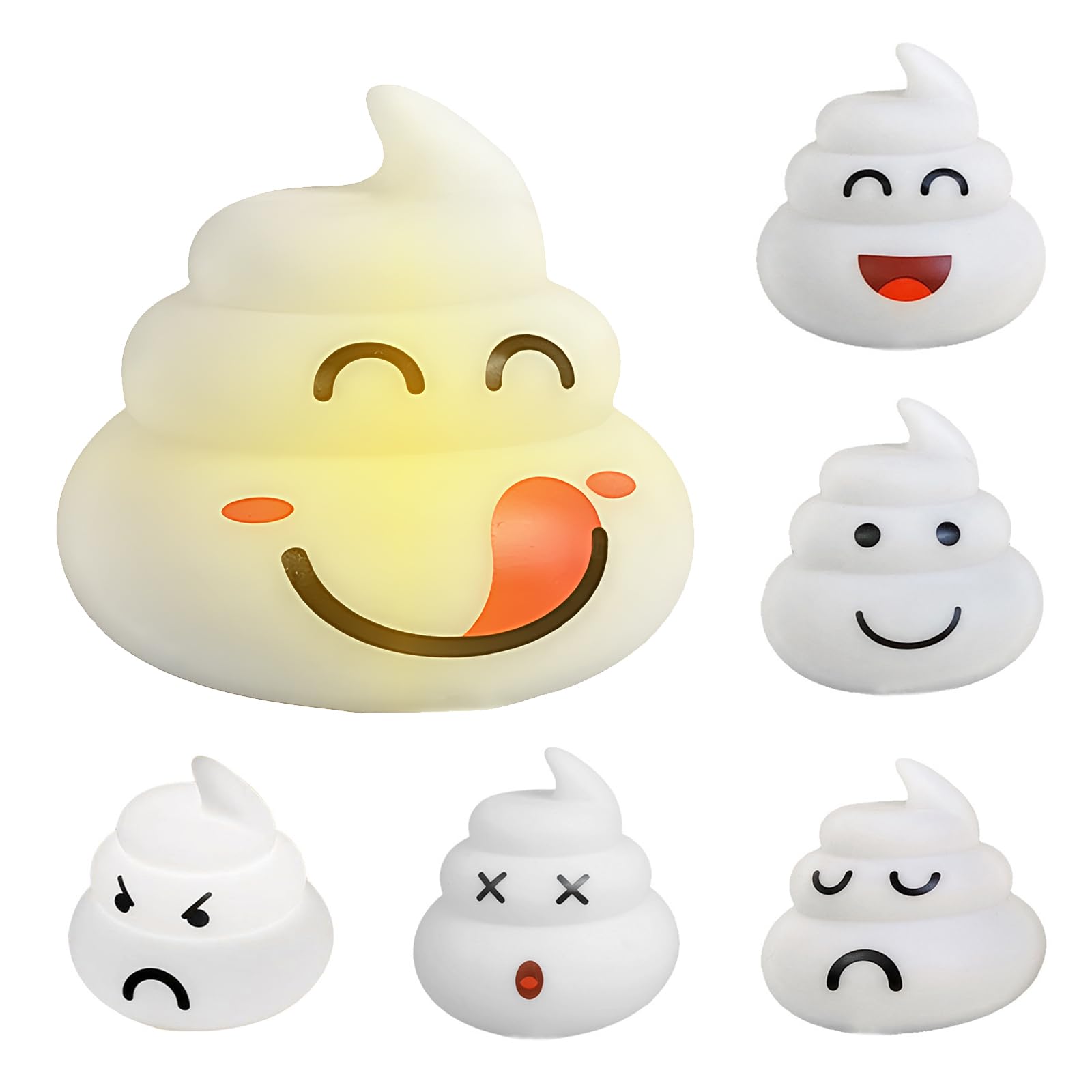 Niedliches LED-Nachtlicht mit Kotze, 3er-Pack, Emotions-Nachtlampe für Kinder, Kleinkinder, Babys, Kinderzimmer, 3 Helligkeitsstufen, kabellos, tragbar, wiederaufladbar, weiches Silikon