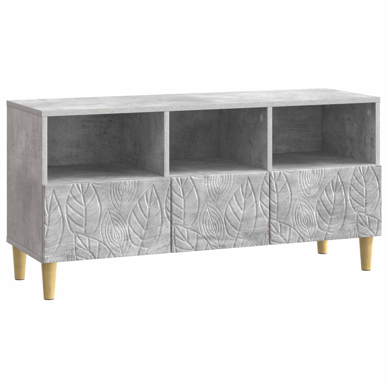 Générique Mobile TV 102 x 34,5 x 50 cm, grigio cemento legno di ingegneria | Conservazione multimediale, Console giochi soggiorno, Piedi eucalipto massiccio, Manutenzione panno umido