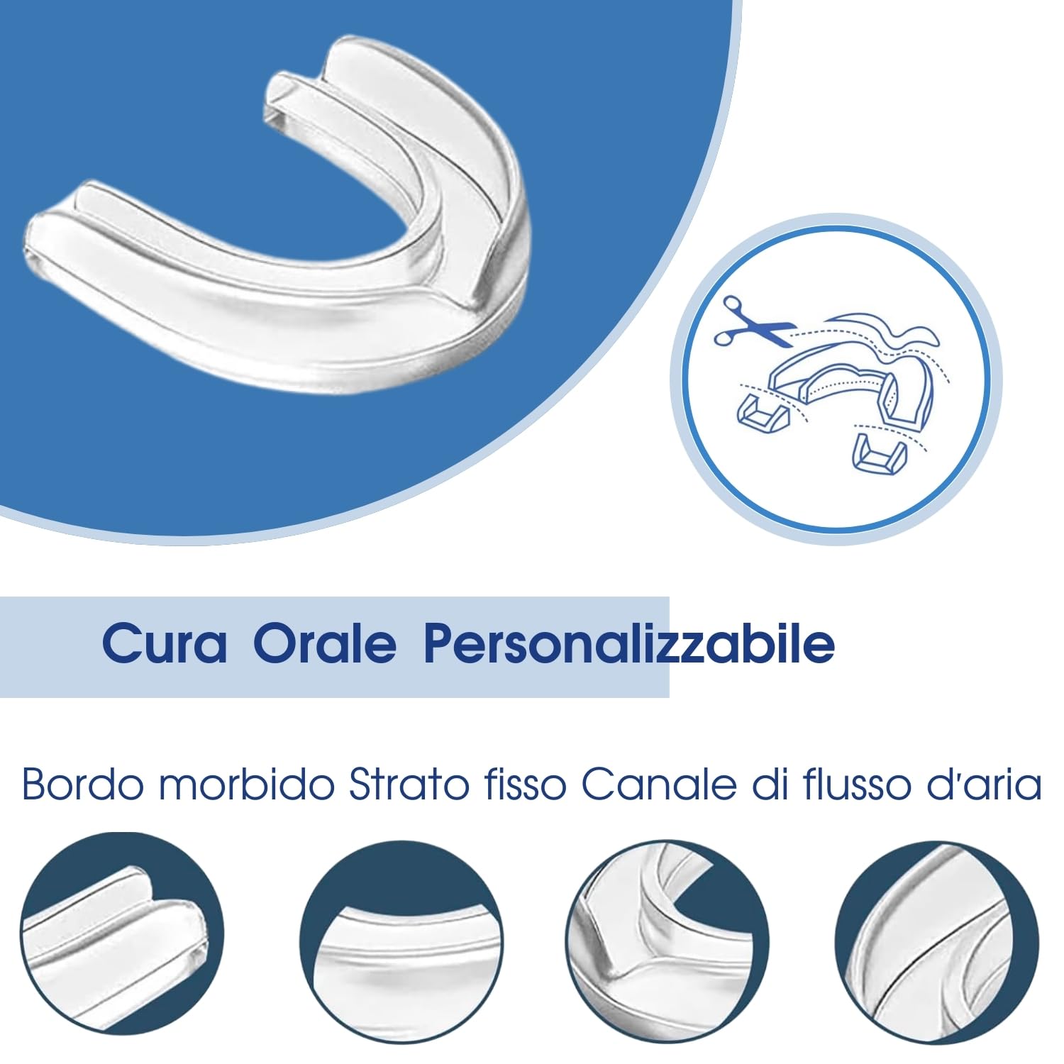 Bite Bruxismo Notturno, Anti-Bruxismo Protettori Buccali per la Notte, 4 Pezzi in 2 Taglie con Scatola di Stoccaggio, Dispositivo Bucale Adattabile per Ridurre il Rechinar dei Denti