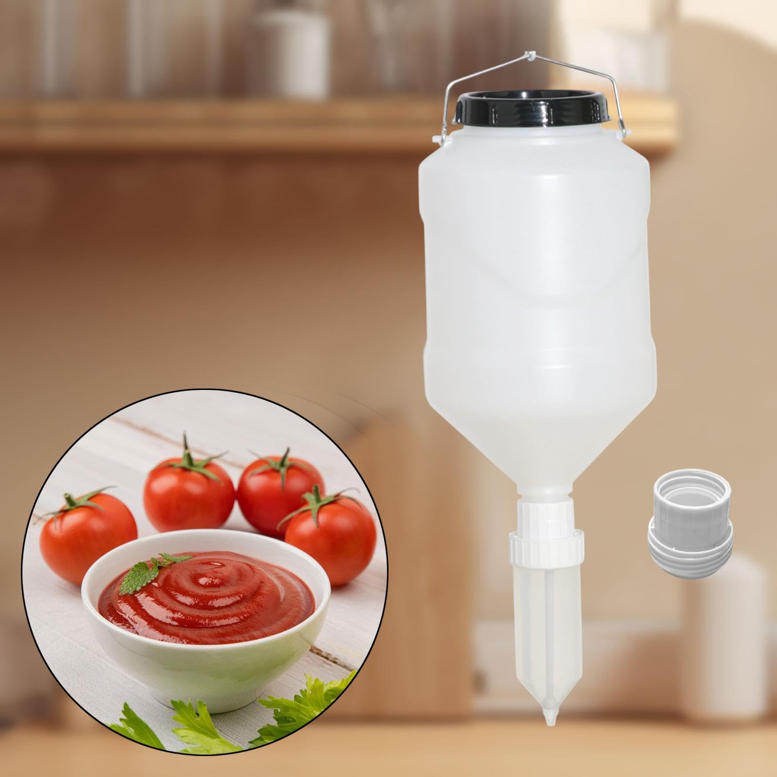 Distributeur de Condiments, Bouteille Suspendue Multifonctionnelle et étanche, Bouteille de 5,5 L pour Sirop, Blanc